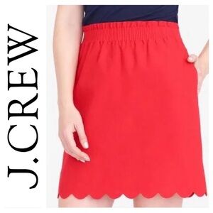 J. Crew Red Coral Salmon 55% Linen Blend Knee Length Mini Skirt Womens Size 14